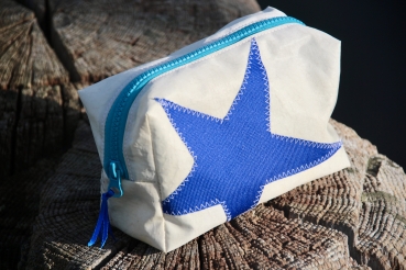 Segeltuch Kosmetiktasche eckig mit blauem Stern